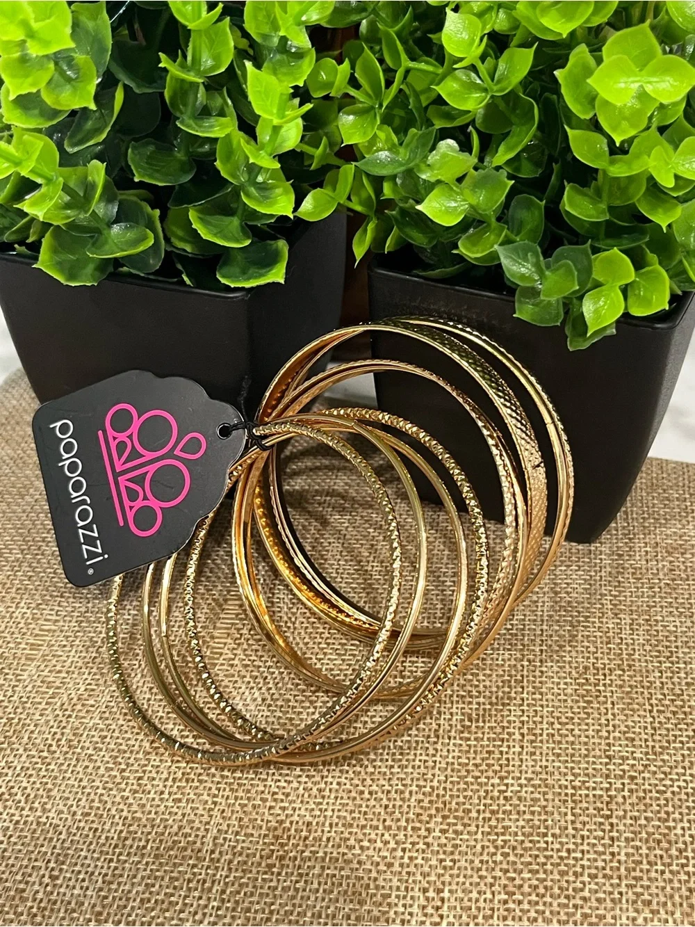 paparazzi Gold Textured Stackable Bangle Bracelet Set